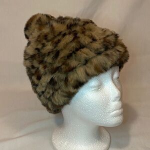 Faux Fur Leopard Print Hat
